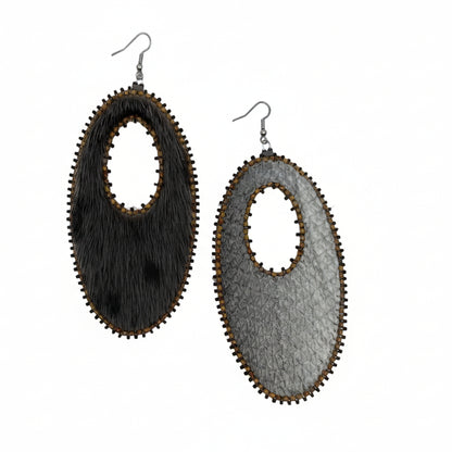 Large Seal Fur with Beaded Trim Earrings