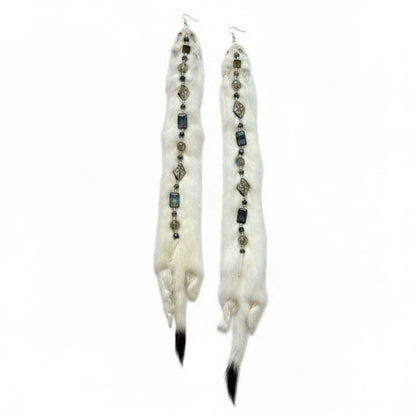 Adrienne Fleek Earrings Ermine with Beadwork
