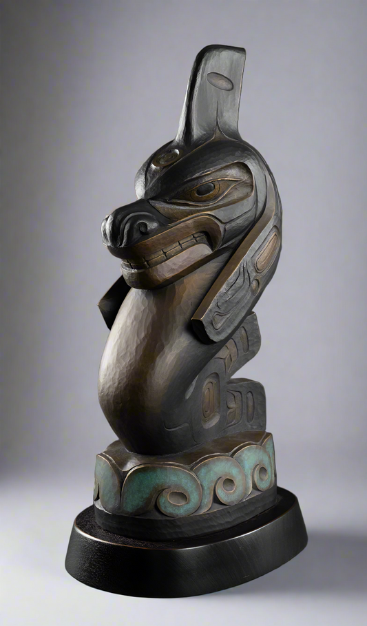 Limited Edition – "Wolf of the Sea" Bronze Sculpture by Tlingit Artist Preston Singletary (C)