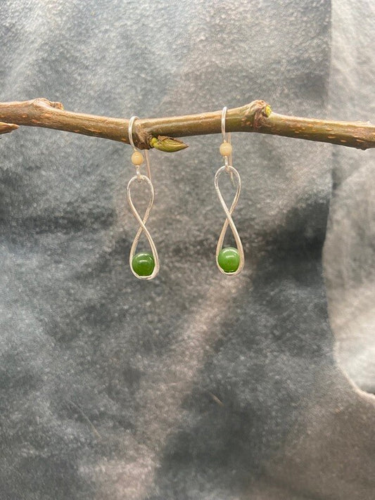 Mammoth Ivory & Jade Infinity Earrings