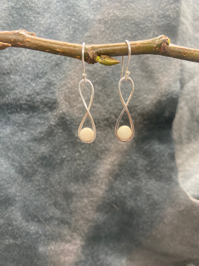 Mammoth Ivory Bead Infinity Earrings