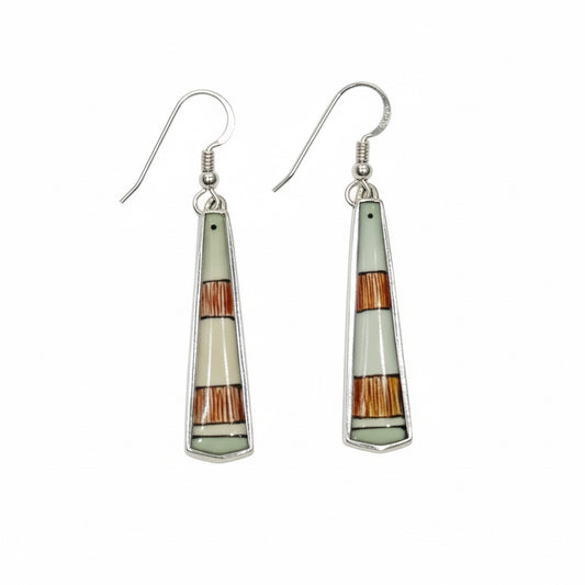 Dawn Wallace Long Triangle Ivory Earrings