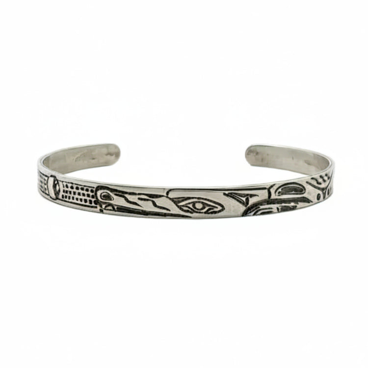 Andrew Tripp Bracelet Silver 1/4" - Wolf & Moon Phases