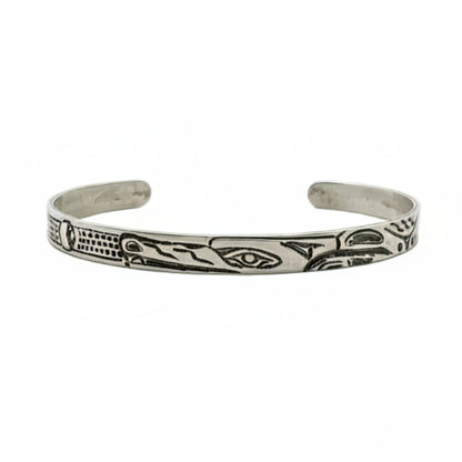 Andrew Tripp Bracelet Silver 1/4" - Wolf & Moon Phases