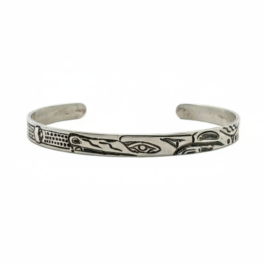 Andrew Tripp Bracelet Silver 1/4" - Wolf & Moon Phases