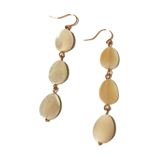 Sugar Bear Alaskan Treasure Earrings 3-Tier Mother of Pearl Oval Dangles