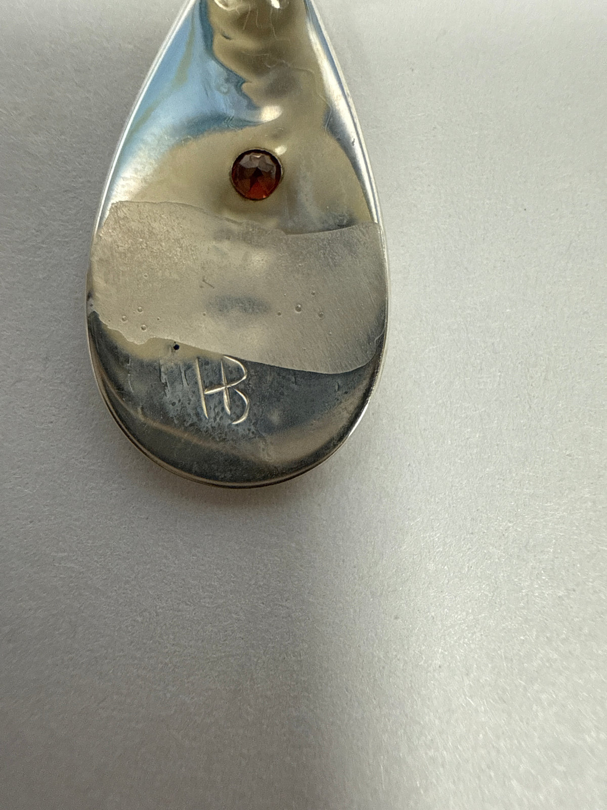Hollie Bartlett Pendant Silver & Red Garnet - Teardrop - Raven