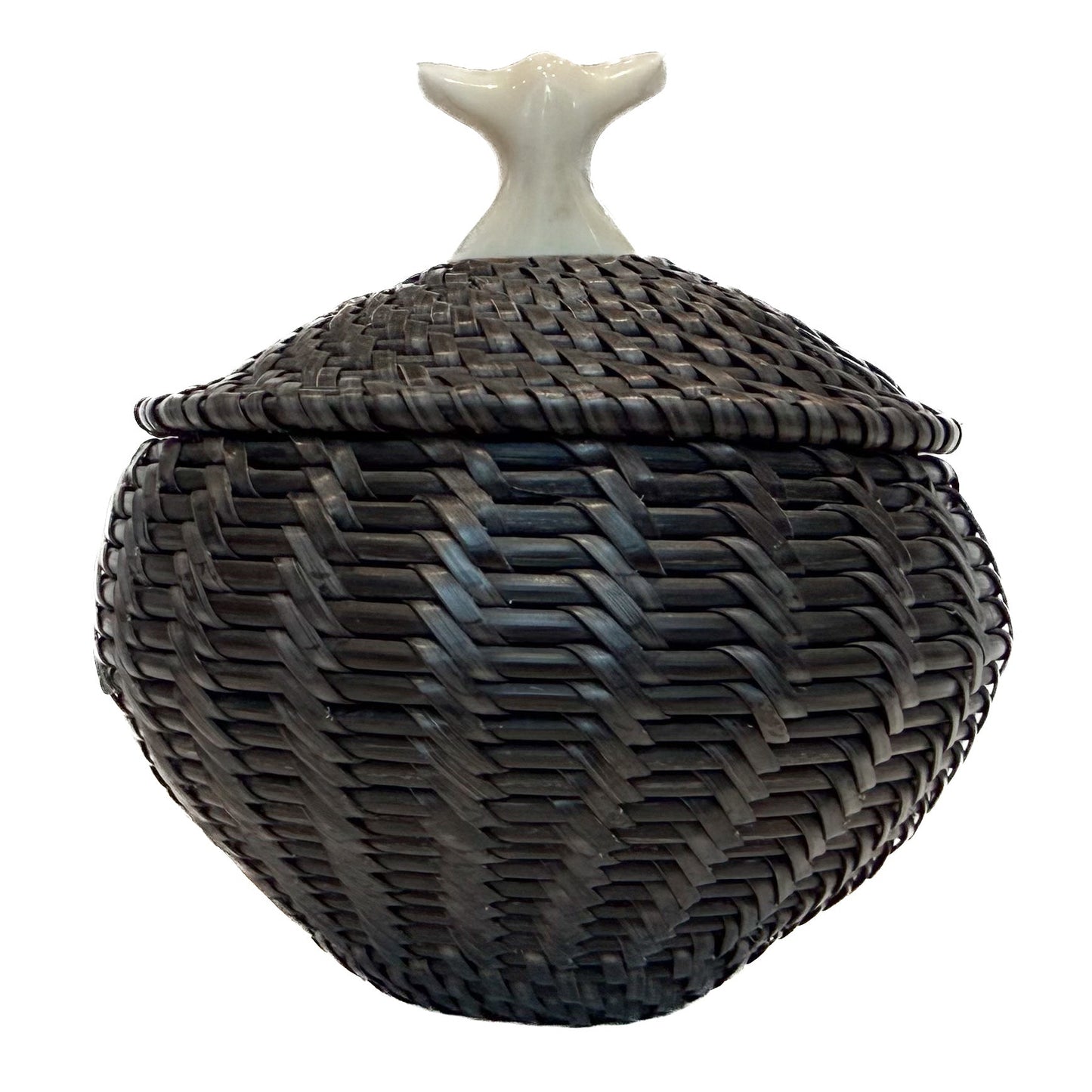 James Omnik Jr.- Small Baleen Basket with Ivory Whale Tail Finial
