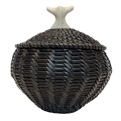 James Omnik Jr.- Small Baleen Basket with Ivory Whale Tail Finial