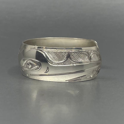 Nicholas Galanin 3/4" Silver Heron Bracelet