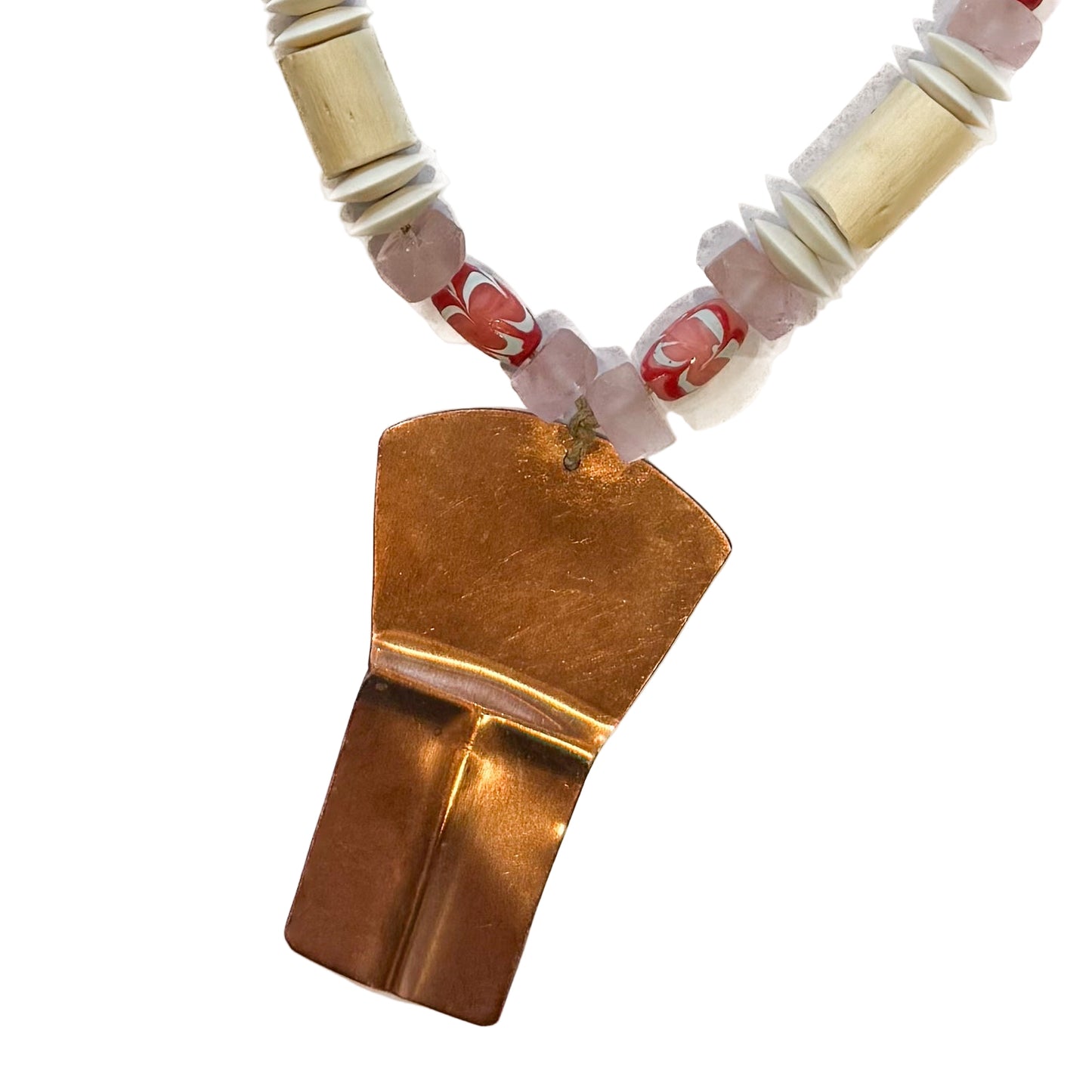 Kajiste Auntie Copper Tinaa with Devils Club and Pink Chevron Beads