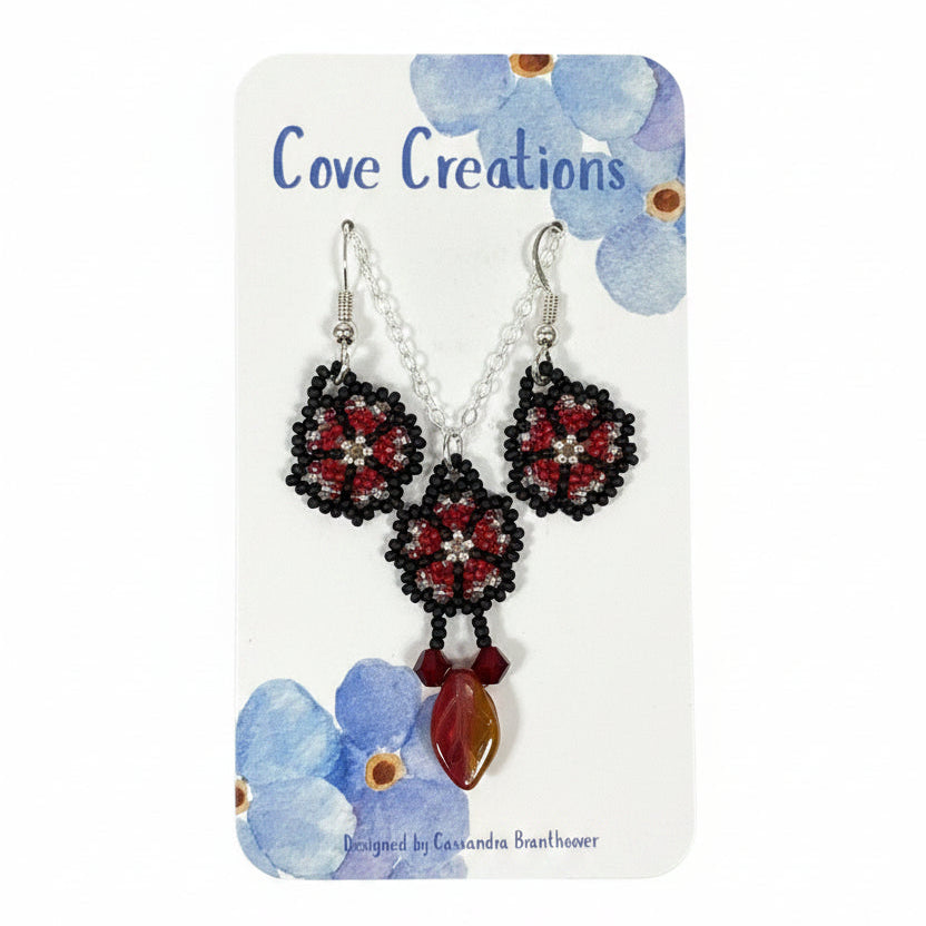 Beaded Earring & Necklace Set - Forget Me Nots