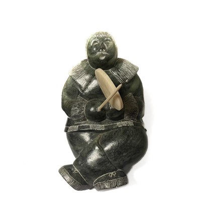 Thomas Ekak Sculpture Soapstone Drummer - Vintage
