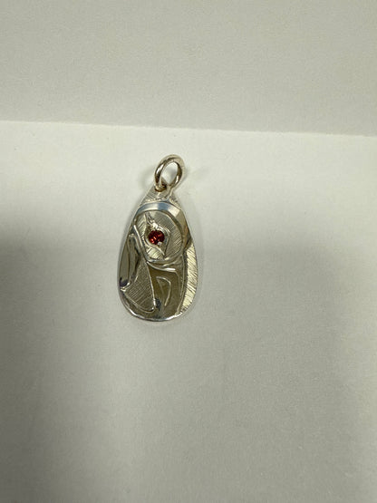 Hollie Bartlett Pendant Silver & Red Garnet - Teardrop - Raven