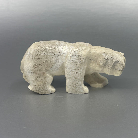 Whalebone Carving- E. Tetpon III; Sm, Walking Bear, 4"