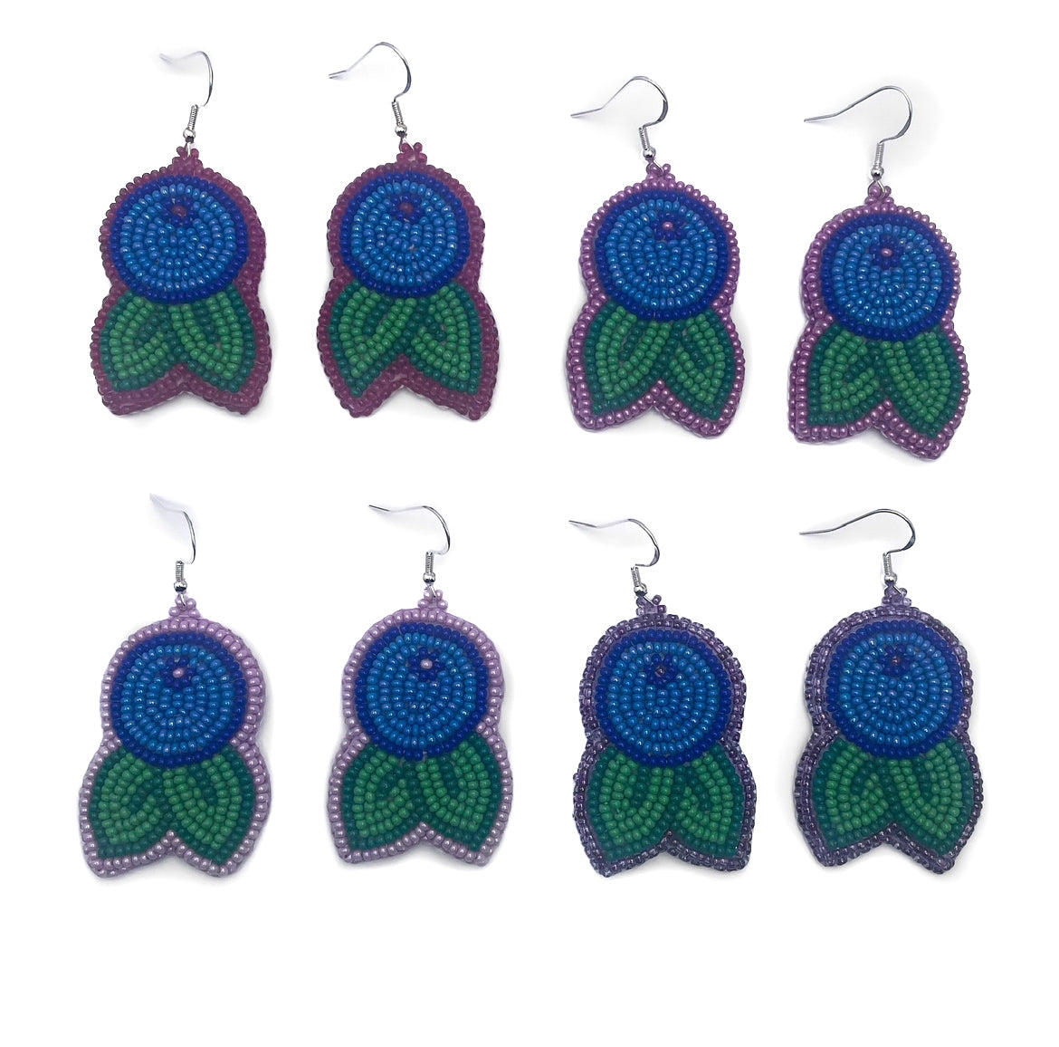 Blueberry Beaded Earrings by Tlingit Artist Kajiste