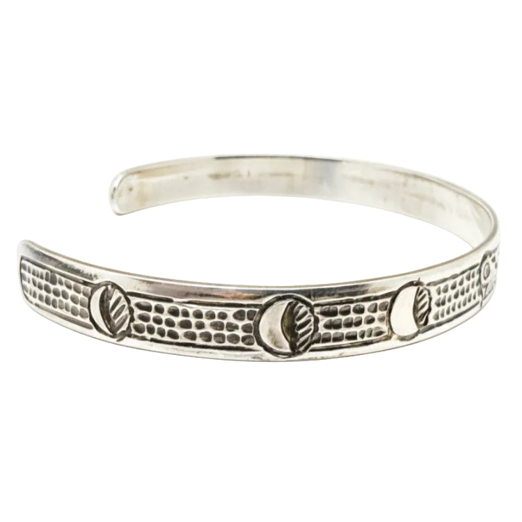 Andrew Tripp Bracelet Silver 1/4" - Wolf & Moon Phases
