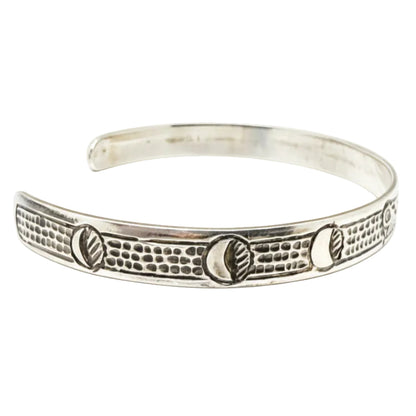 Andrew Tripp Bracelet Silver 1/4" - Wolf & Moon Phases