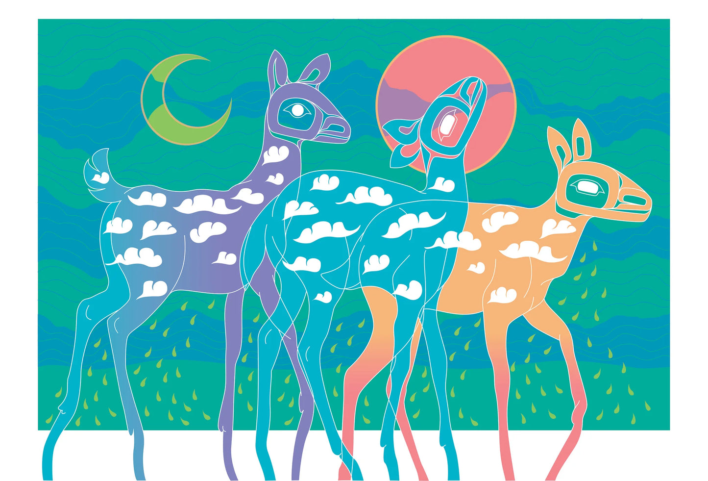 Aasgutuyík G̱uwakaan (Tlingit for Deer in Rainforest) Giclée Print