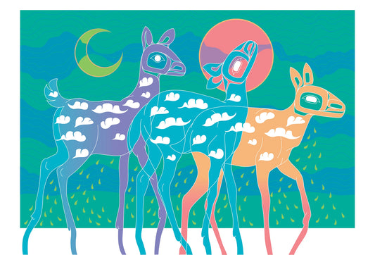 Aasgutuyík G̱uwakaan (Tlingit for Deer in Rainforest) Giclée Print