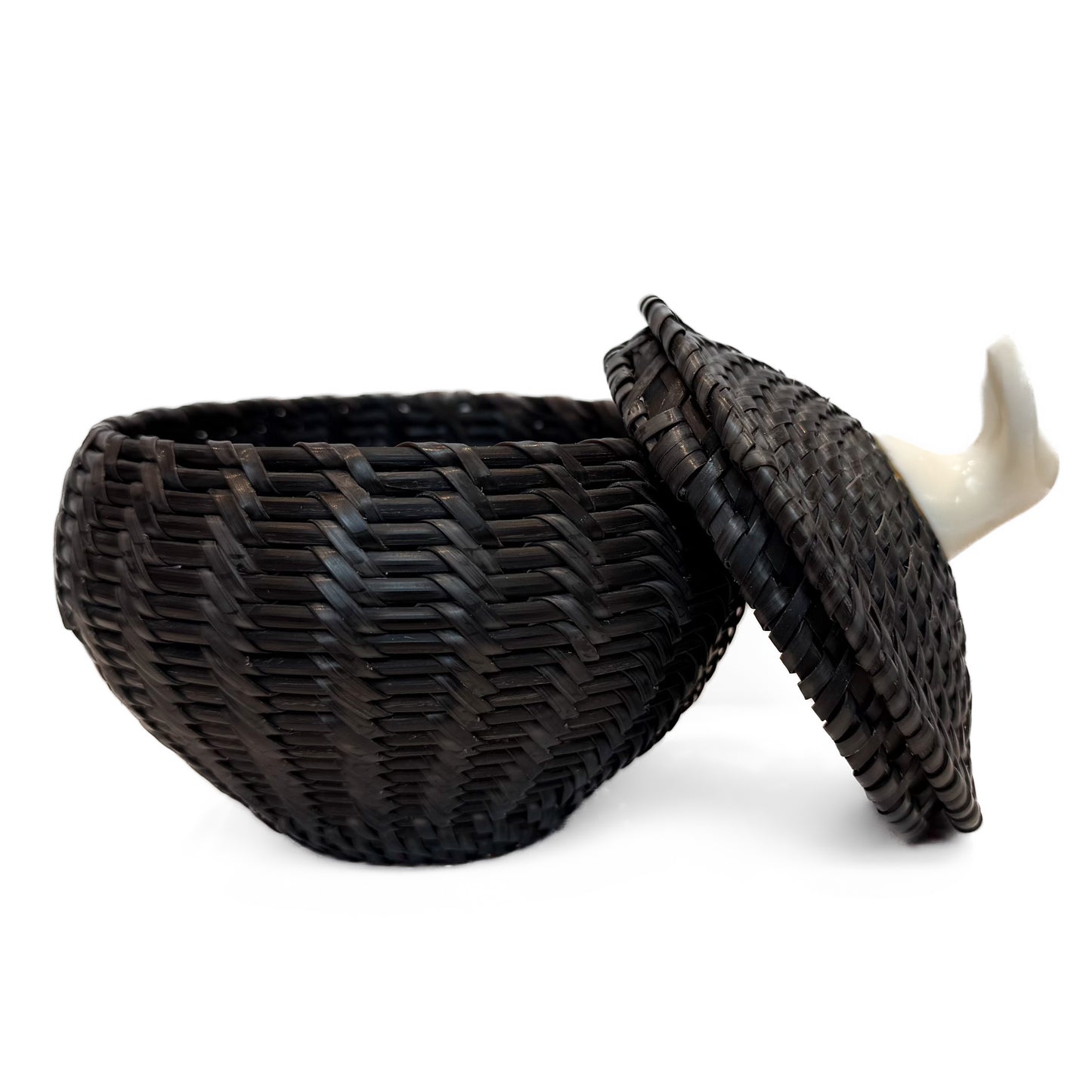 James Omnik Jr.- Small Baleen Basket with Ivory Whale Tail Finial