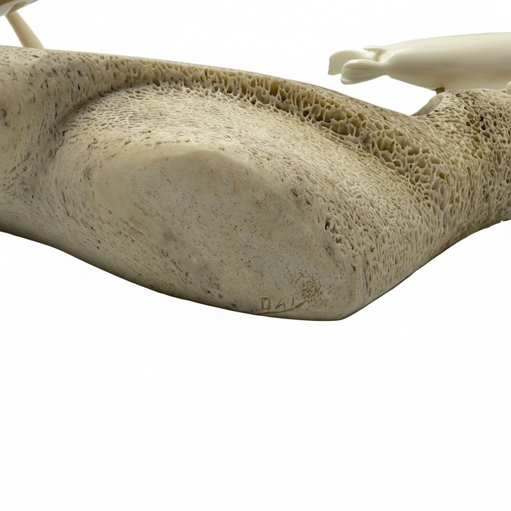 Ron Apangalook Ivory Hunter with Seal on Whalebone