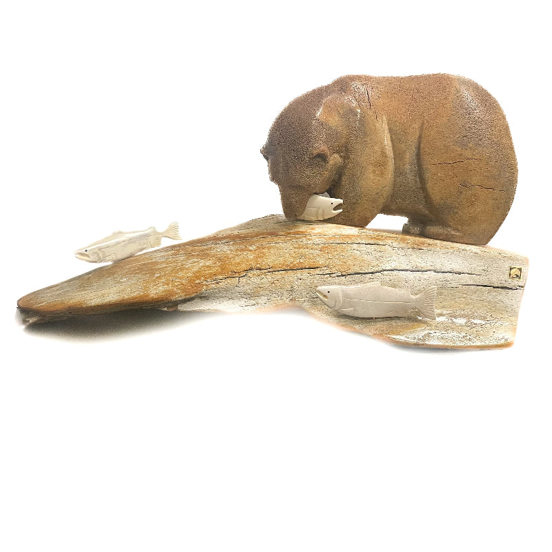 Chupak Whalebone Bear with Three Salmon