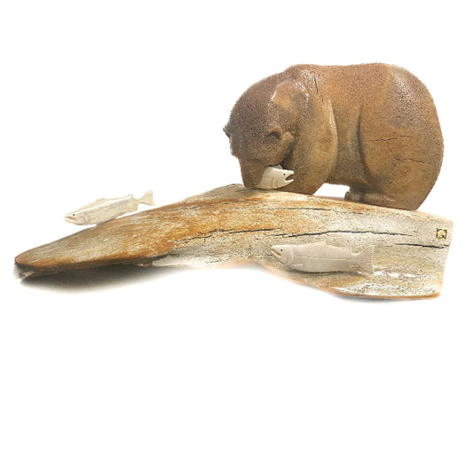 Chupak Whalebone Bear with Three Salmon