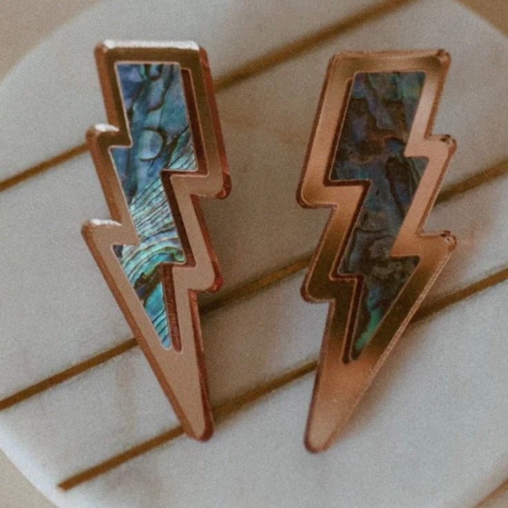 Copper Canoe Woman Earrings Lightning Bolt