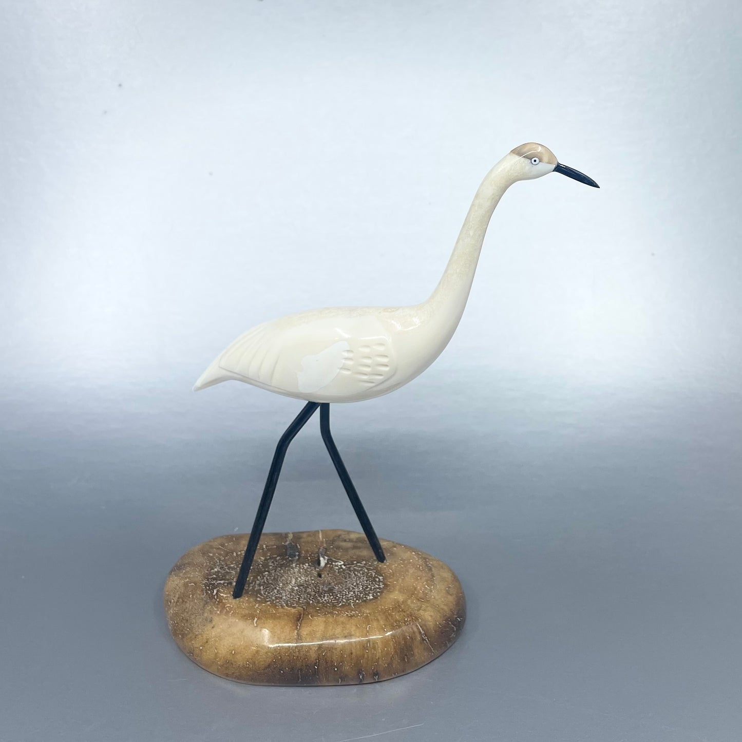 Ivory Carving- R. Apangalook; Crane, Ivory, Baleen, Bone