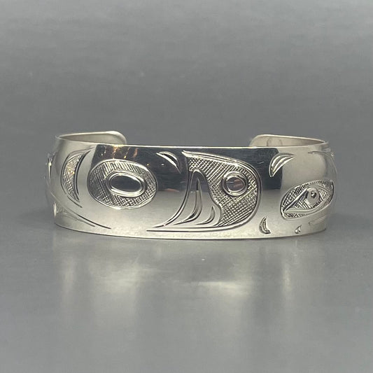 Nicholas Galanin 3/4" Silver Heron Bracelet