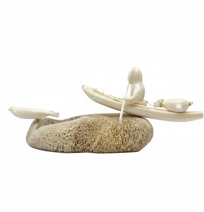 Ron Apangalook Ivory Hunter with Seal on Whalebone