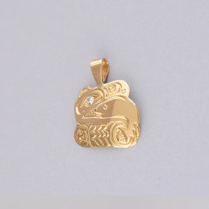 Pendant 14k Gold with Diamond - Eagle & Salmon