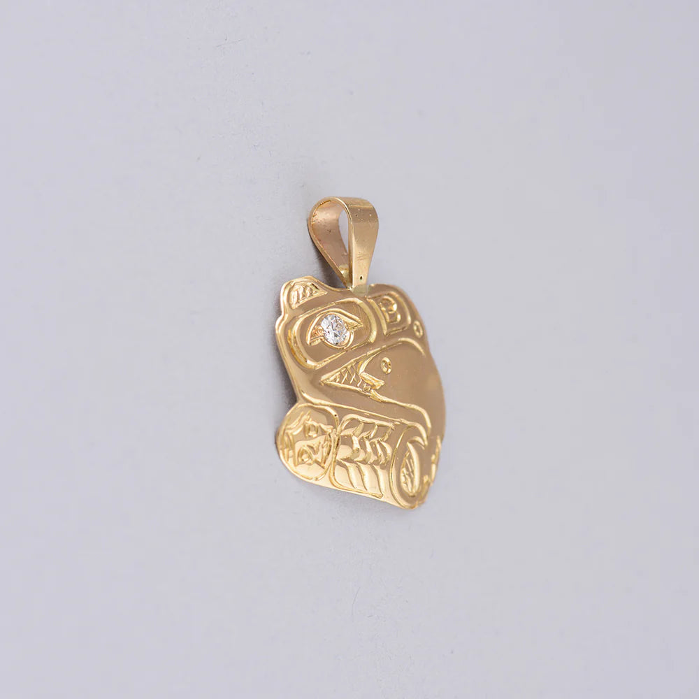 Pendant 14k Gold with Diamond - Eagle & Salmon
