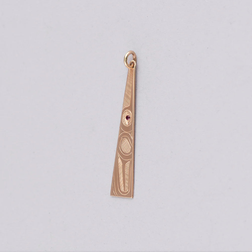Hollie Bartlett Pendant 14k Gold with Ruby - Hummingbird (Triangle)