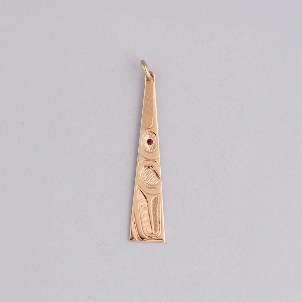 Hollie Bartlett Pendant 14k Gold with Ruby - Hummingbird (Triangle)