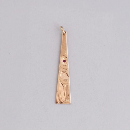 Hollie Bartlett Pendant 14k Gold with Ruby - Hummingbird (Triangle)