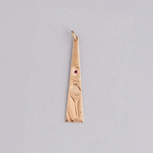 Hollie Bartlett Pendant 14k Gold with Ruby - Hummingbird (Triangle)