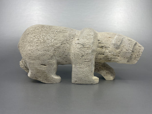 Whalebone Carving- E. Tetpon III; Walking Bear, 8"