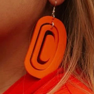 Copper Canoe Woman Earrings Large Ovoid Crescent