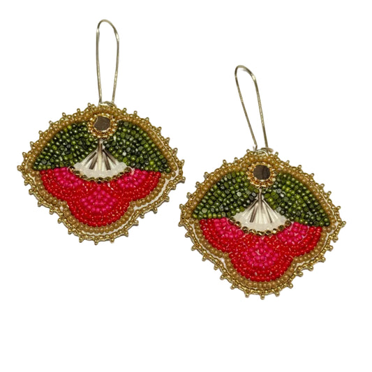 Nikaghun Beadwork - Beaded Flower Drop Earrings