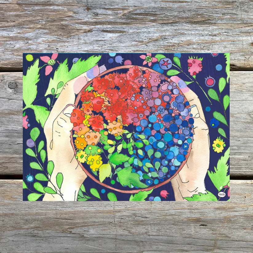 Art Card - Salmonberry Pie Illustrated Recipe 5 x 7