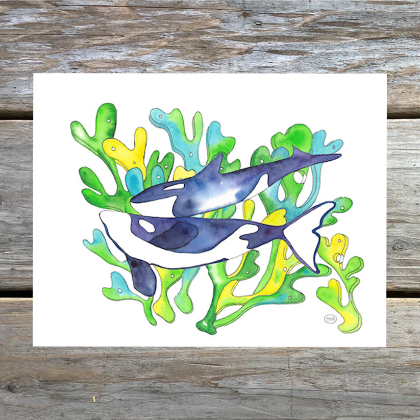 Art Card - Orca Watercolor by Natasha Zahn Studios