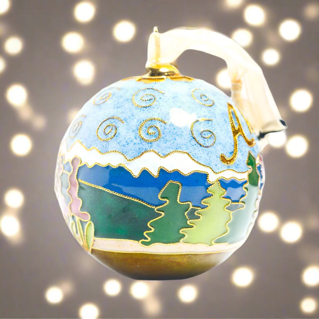 Alaska Fireweed Mountain Moose - Handcrafted Cloisonné Ornament