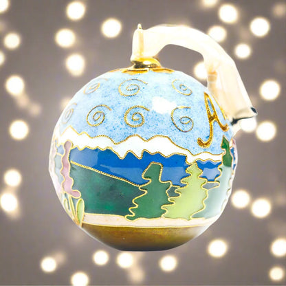 Alaska Fireweed Mountain Moose - Handcrafted Cloisonné Ornament