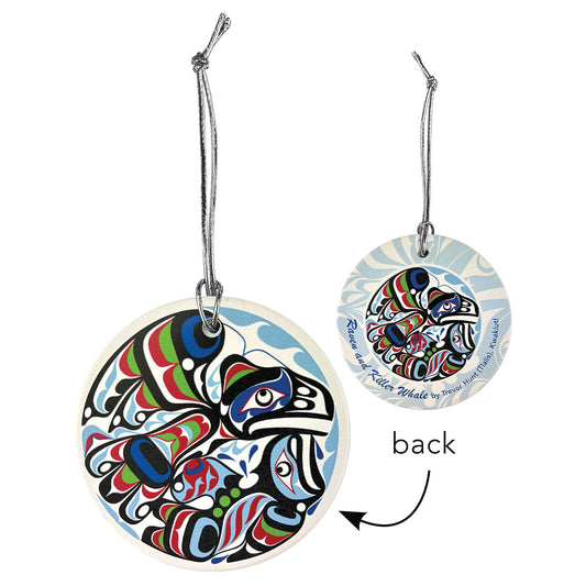Ceramic Ornament - Raven & Killer Whale design