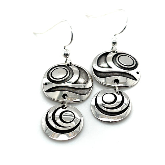 Earrings - Sterling Silver - Salmon Eye Dangle Earrings by Grant Pauls