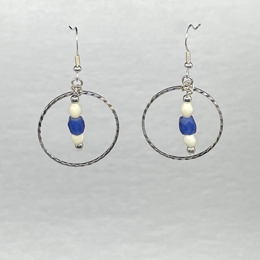 Sunrise Creations Russian Blue & Bone Open Drop Earrings