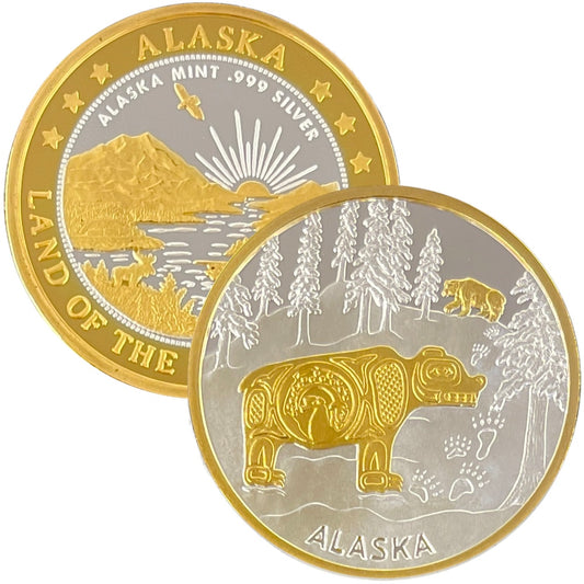Totemic Bear Medallion 1 oz Double Sided Gold Relief