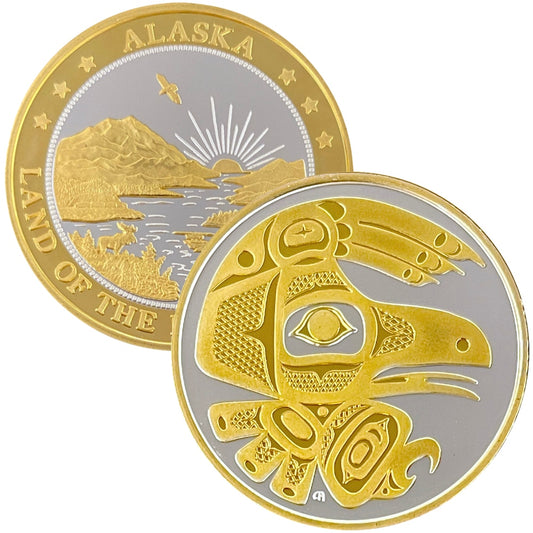 Totemic Raven Medallion 1 oz Double Sided Gold Relief